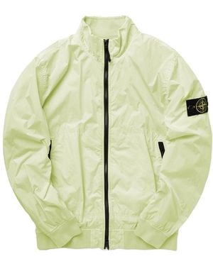 Stone Island Logo-Detail Zip-Up Jacket - Green