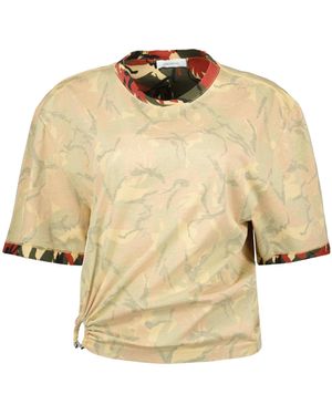 Rabanne Camouflage Printed Cut-Out T-Shirt - Natural