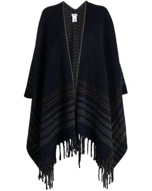 Brunello Cucinelli Fringed Alpaca Wool-Blend Cape - Blue