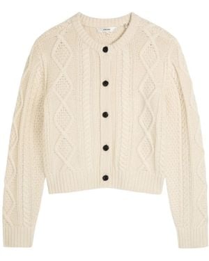 FRAME Cable-Knit Button Cardigan - Natural