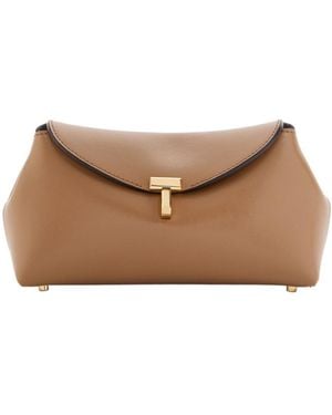 TOTEME T-Lock Mini Leather Clutch - Natural
