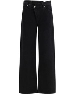 Agolde Cross Waist Wide Leg Jeans - Black