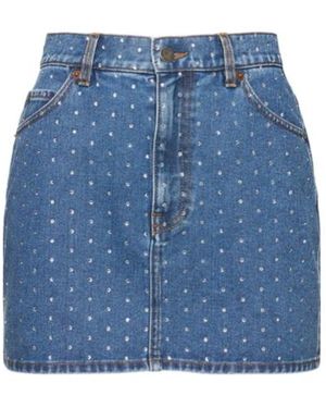 GIUSEPPE DI MORABITO Embellished Cotton Denim Mini Skirt - Blue