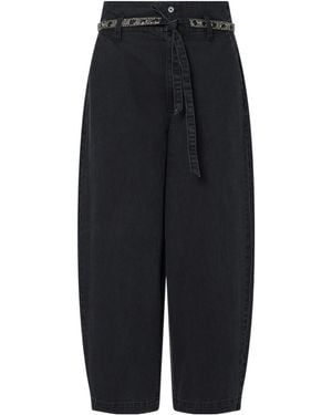 Liu Jo Balloon Pants With Embroidered Belt - Black