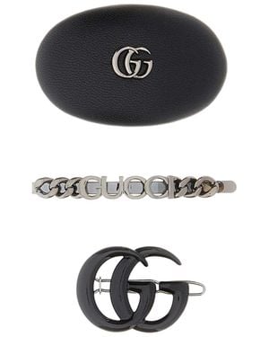 Gucci Leather And Metal Hair Clip Set - Multicolour