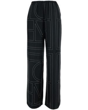 TOTEME Trousers Monogram Silk Pj Bottoms Silk - Black