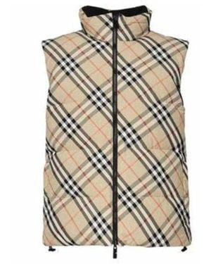 Burberry Checked Padded Reversible Gilet - Natural