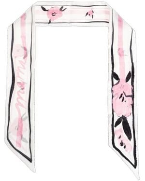 Marni Floral Logo Silk Scarf - White