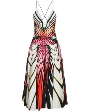 Roberto Cavalli Geometric Print Midi Dress - Red