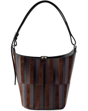 Proenza Schouler Mini Bucket Intarsia Leather And Suede Bag - Black