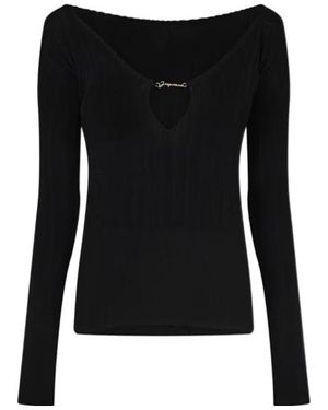 Jacquemus Long-Sleeved Knitted T-Shirt - Black