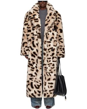 VAQUERA Leopard Print Faux Fur Coat - White