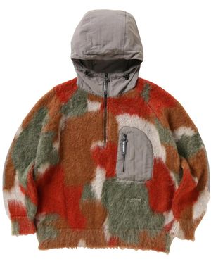 and wander Shaggy Knit Hoodie - Red