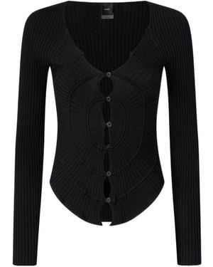 Pinko Ribbed Button-Up Cardigan - Black