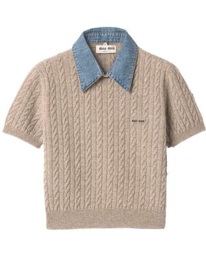 Miu Miu Wool And Cashmere Knit Jumper - Natural