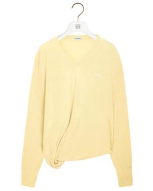 Loewe Asymmetric Silhouette Knitted Jumper - Yellow