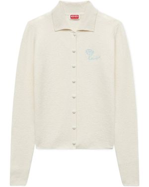 KENZO Logo Collared Cardigan - White