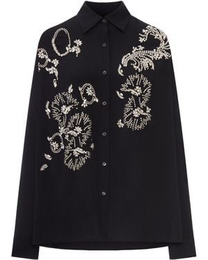 Dries Van Noten Oversized Shirt With Jewel Embroidery - Black