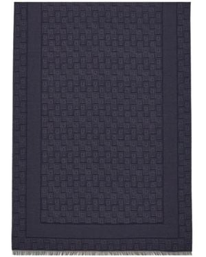Ferragamo Ferragamo Monogram Jacquard Frayed Scarf - Blue
