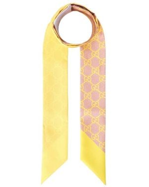 Gucci Gg Twill Ribbon Scarf - Metallic