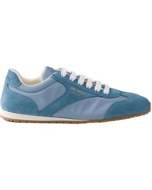 Prada Round-Toe Lace-Up Sneakers - Blue