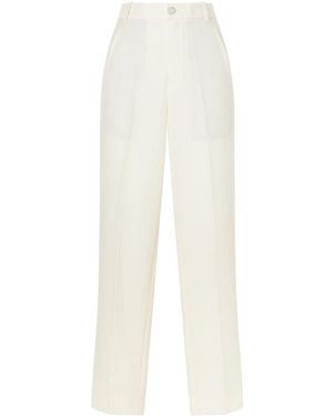 God's True Cashmere Solid Linen Straight-Leg Pants - White