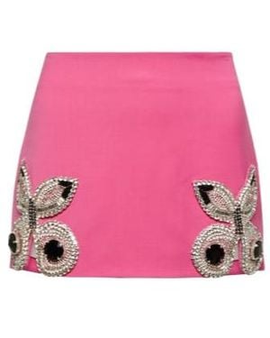 Area Crystal-Embellished Wool Miniskirt - Pink