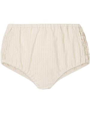 Dries Van Noten Pleated Striped Shorts - Natural