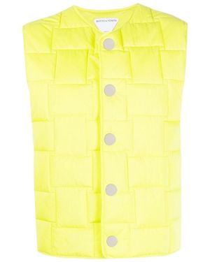 Bottega Veneta Intrecciato Patterned Padded Vest - Yellow