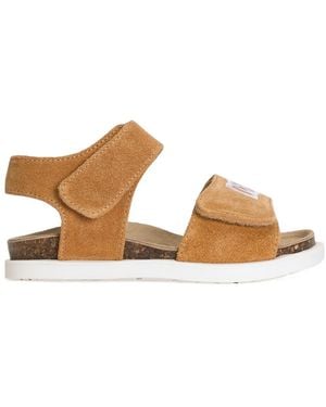 Dolce & Gabbana Split Leather Sandals With Embroidery - Brown