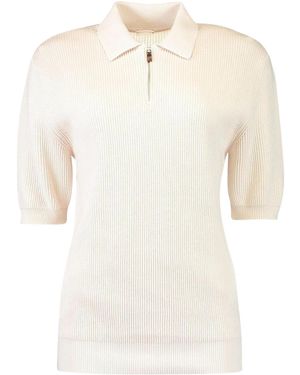 Eleventy Zipper Short-Sleeved Knit Jumper - White
