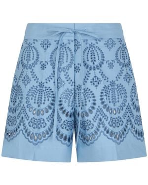 P.A.R.O.S.H. P.A.R.O..H. Cannes Broderie-Anglaise Shorts - Blue