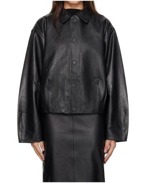St. Agni Cocoon Leather Jacket - Black