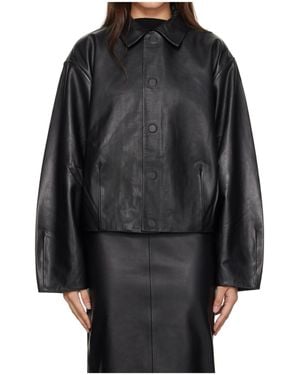 St. Agni Cocoon Leather Jacket - Black