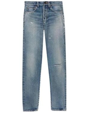 Saint Laurent High Waist Slim-Fit Jeans - Blue