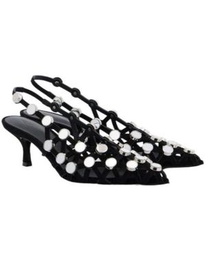 The Attico Decorated Leather High-Heeled Sandals - Black