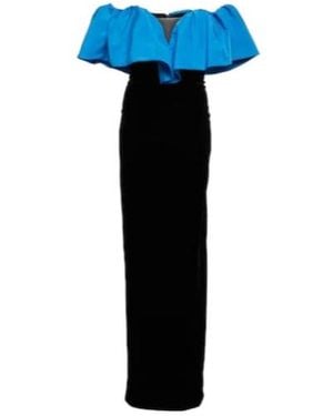Monique Lhuillier Ruffle-Trimmed Taffeta Gown - Blue