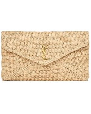 Saint Laurent Cassandre Large Envelope Pouch - Natural