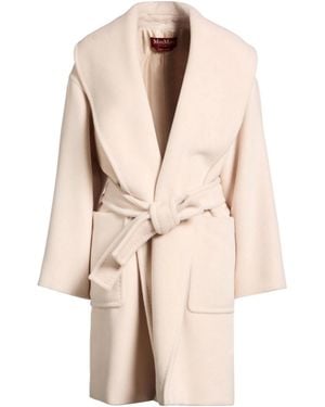 Max Mara Classic Long Tiewaist Coat - Natural
