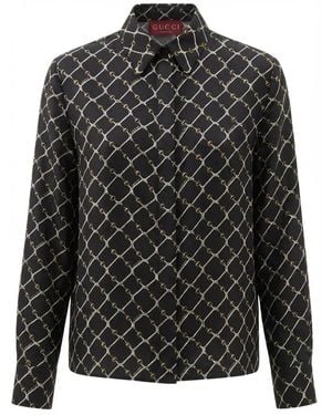 Gucci Printed Silk Twill Shirt - Black