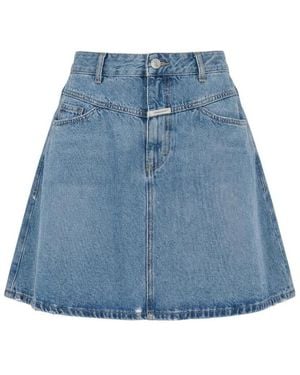 Closed Cotton Short Skirt - Blue