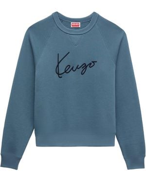 KENZO Signature' Embroidered Sweatshirt - Blue