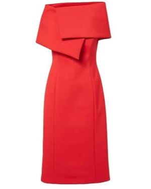 Oscar de la Renta Draped Cocktail Dress - Red