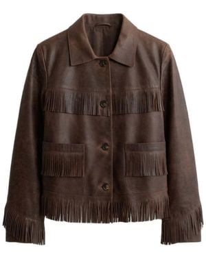 Nili Lotan Fringed Patch-Pockets Jacket - Brown