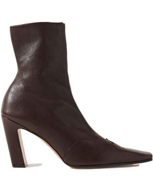 KHAITE Leather Ankle Boots - Brown