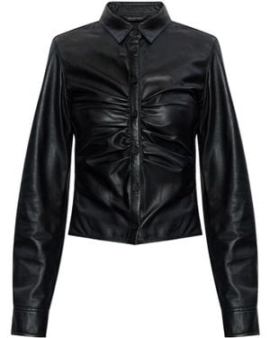 Balenciaga Runched Long-Sleeve Shirt - Black