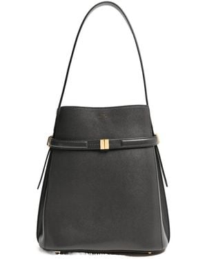 TOTEME Belted Leather Bucket Bag - Black