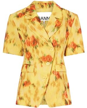 Ganni Short-Sleeved Jacket - Yellow