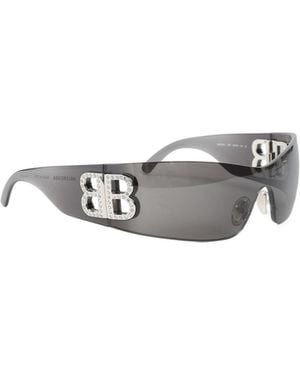 Balenciaga Eyewear Bb-Rivet Oversized Sunglasses - White