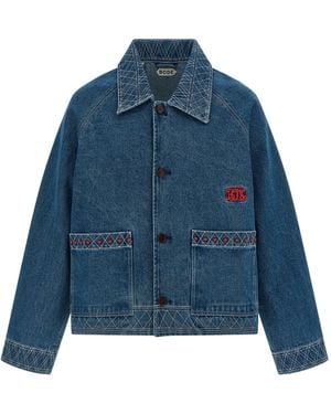 Bode Embroidered Denim Jacket - Blue